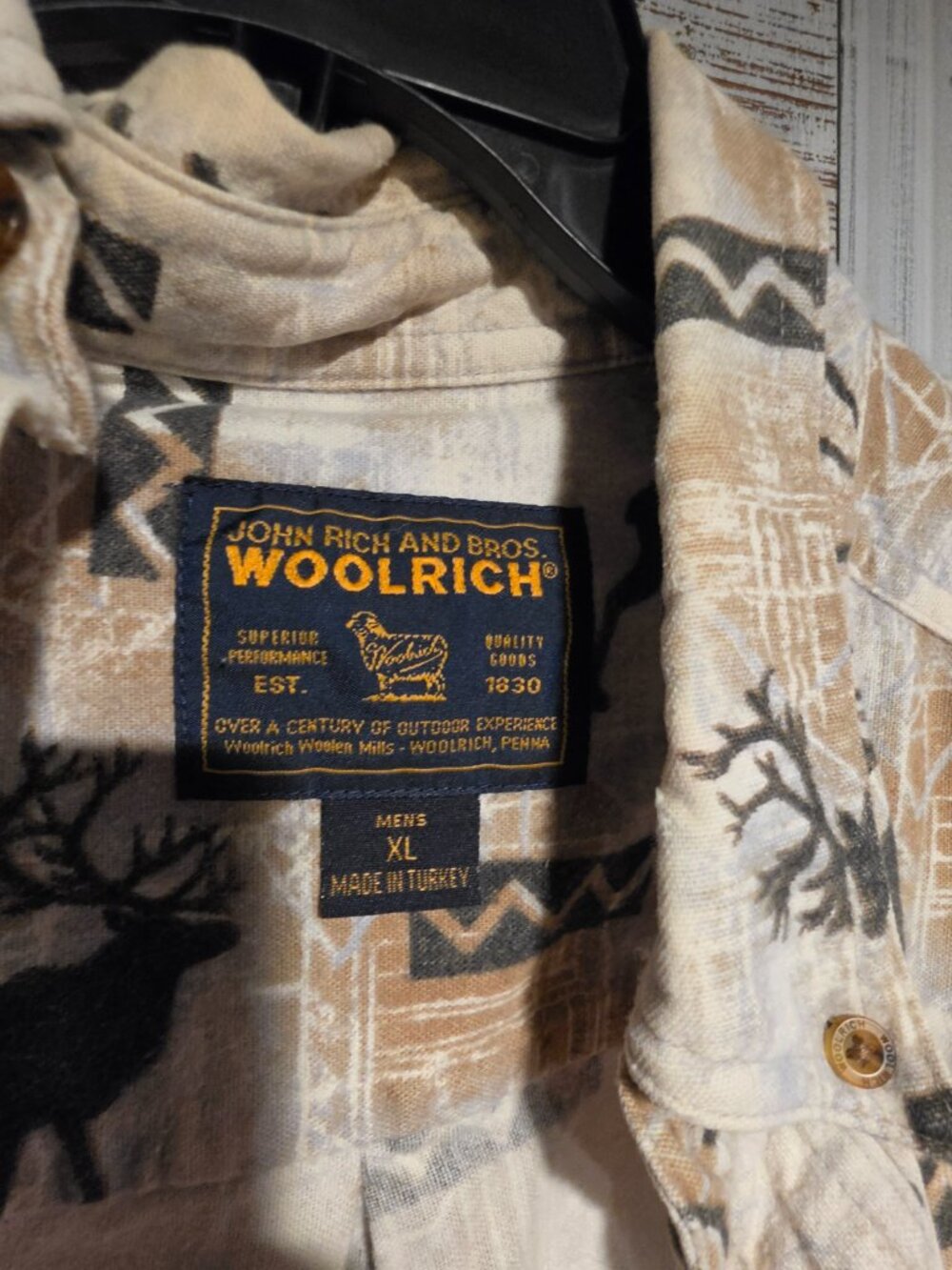 Woolrich Elk Stag All Over Print Flannel Shirt XL - Picture 4 of 4